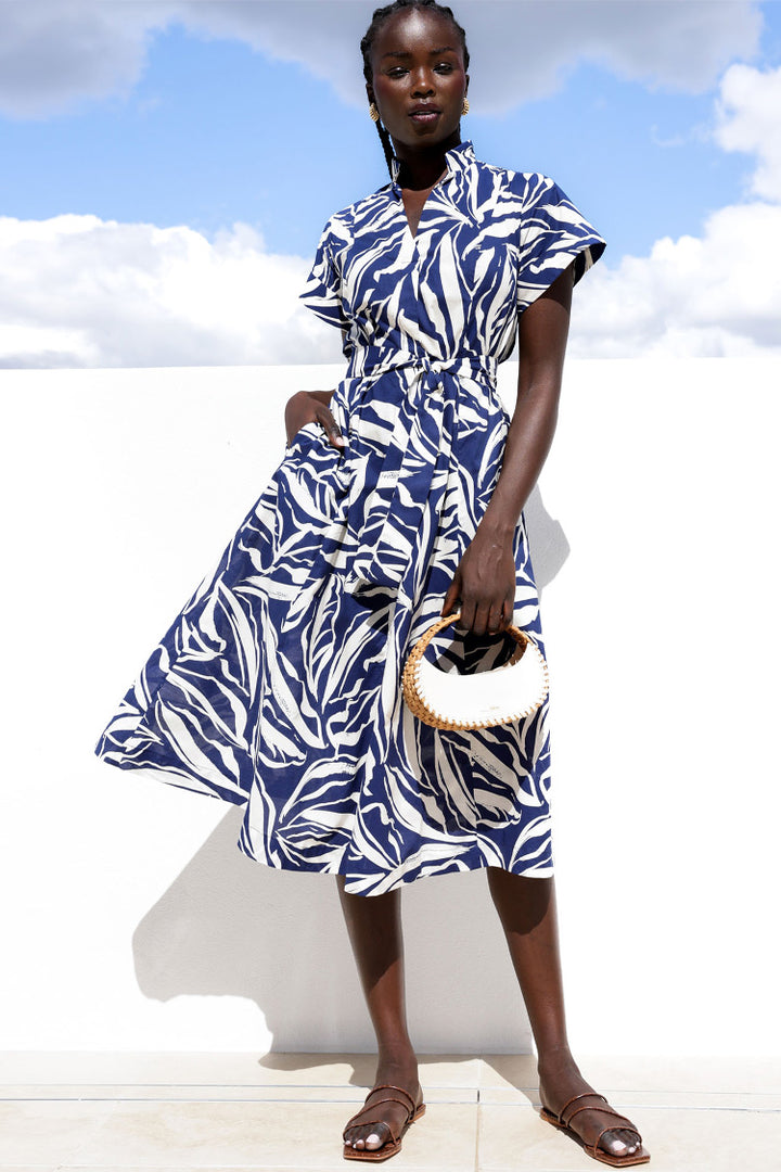 Forget Me Not Dress in Navy Abstract