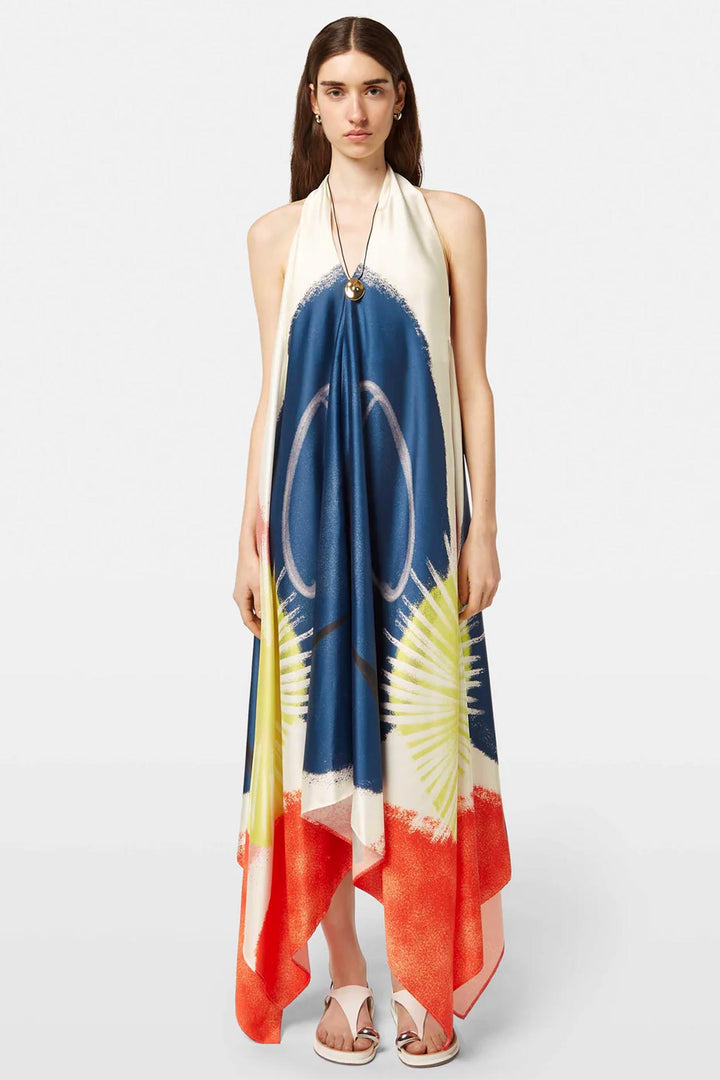 Foulard Midi Dress in Abstract Sun Foulard