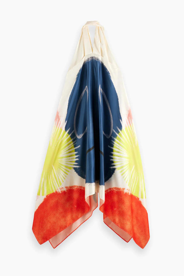 Foulard Midi Dress in Abstract Sun Foulard