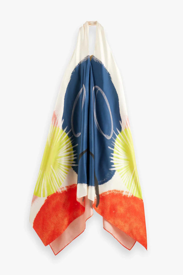 Foulard Midi Dress in Abstract Sun Foulard