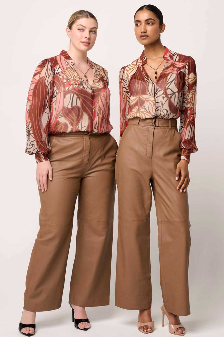 Freya Sheer Blouse with Neck Detail in Cathedral Botanic