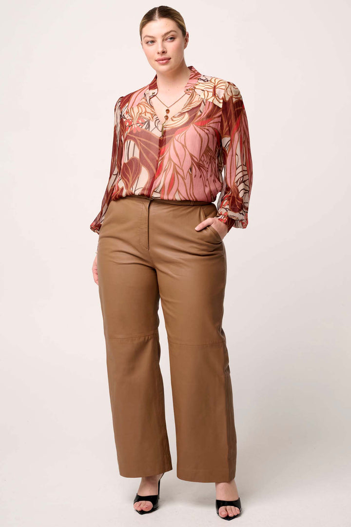Freya Sheer Blouse with Neck Detail in Cathedral Botanic