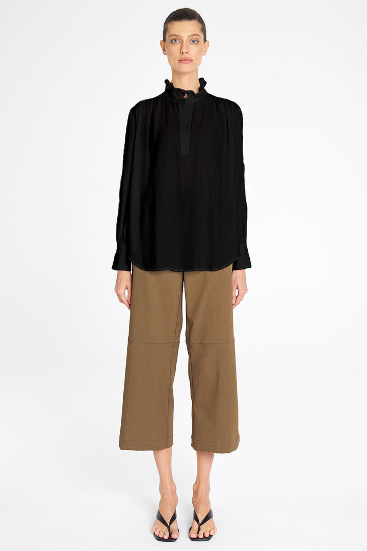 Frill Neck Blouse in Black