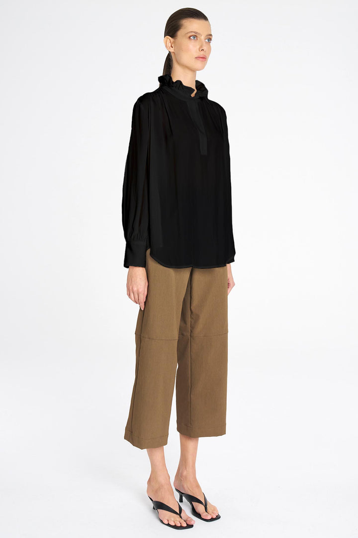 Frill Neck Blouse in Black