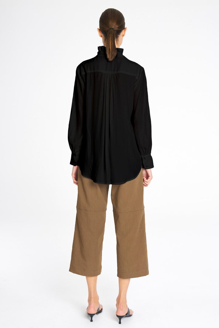 Frill Neck Blouse in Black