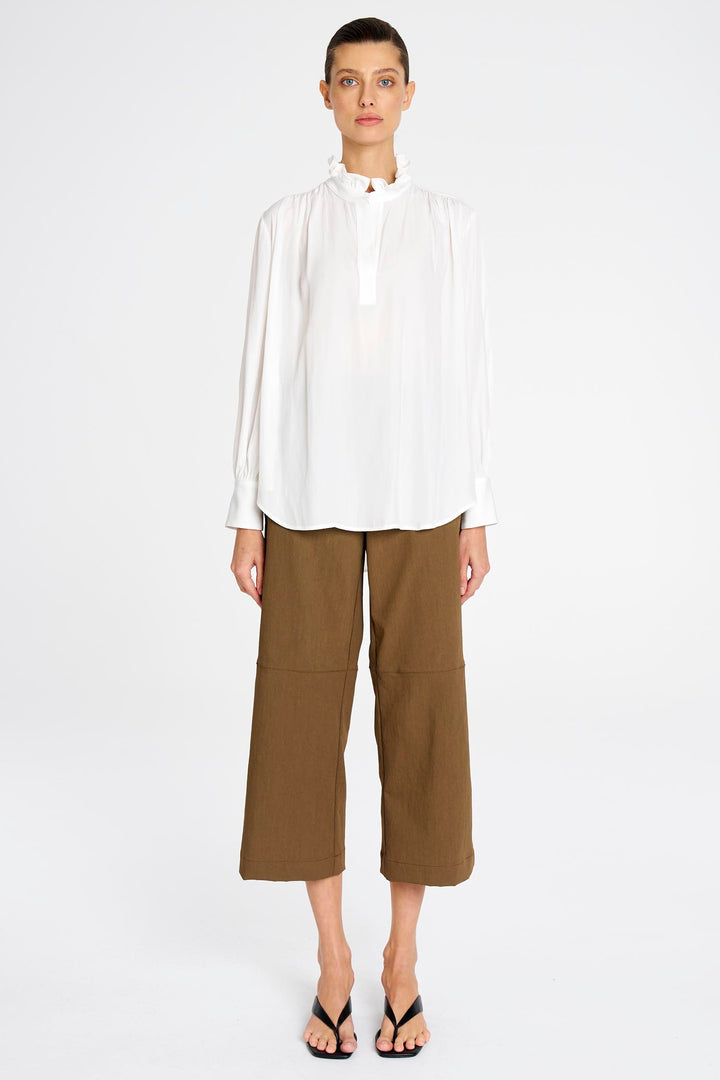 Frill Neck Blouse in White