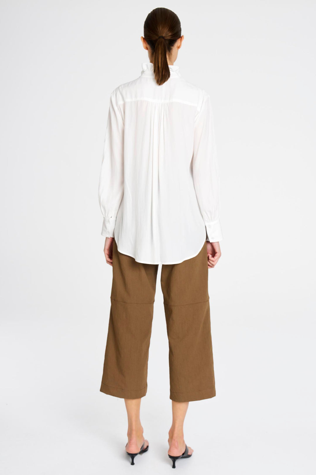 Frill Neck Blouse in White