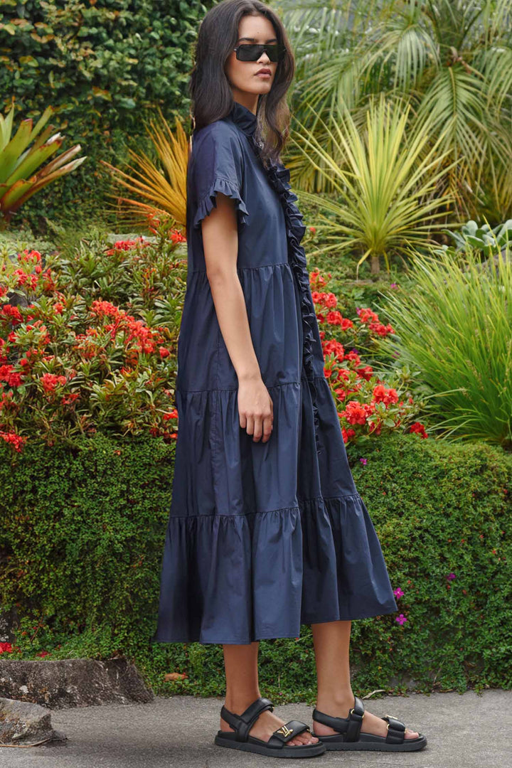 Frillaxed Dress in Navy