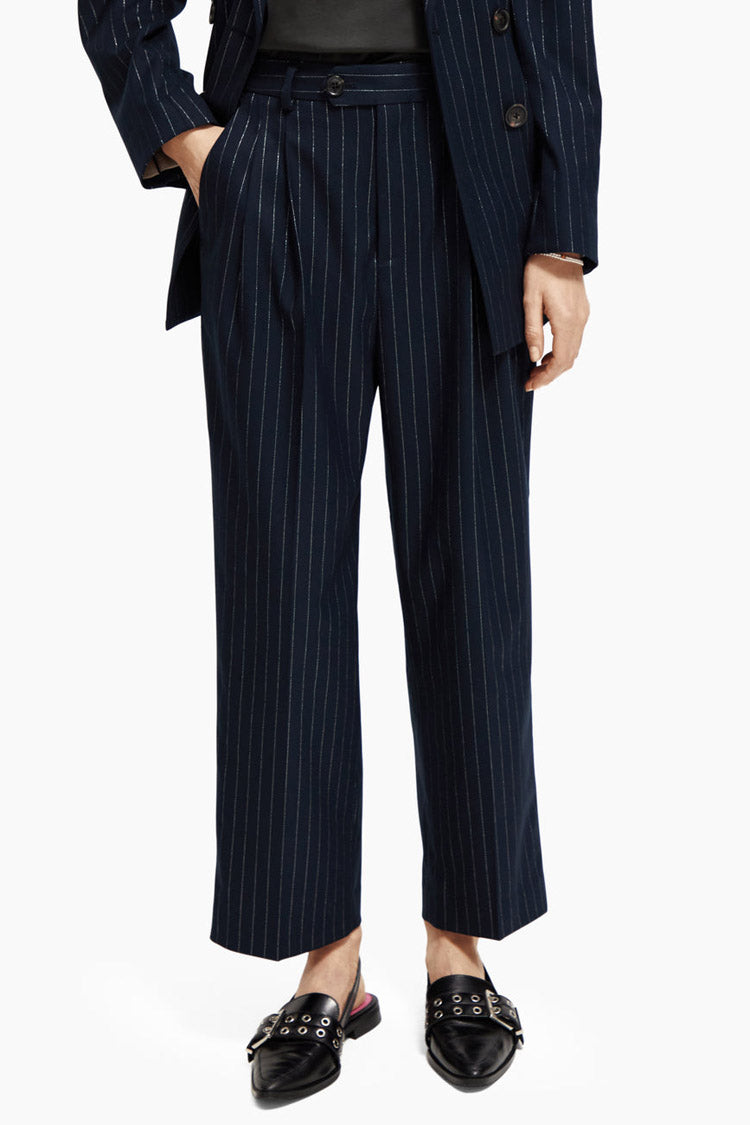 Front Pleat Pinstripe Boyfriend Pant