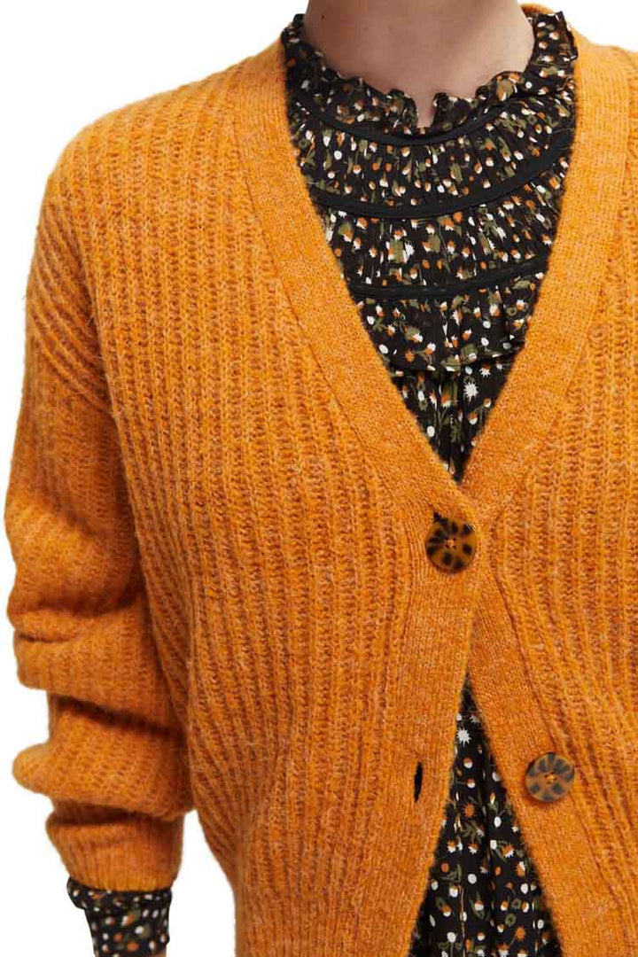 Fuzzy Cardi w Puff Sleeves in Cinnamon | FINAL SALE
