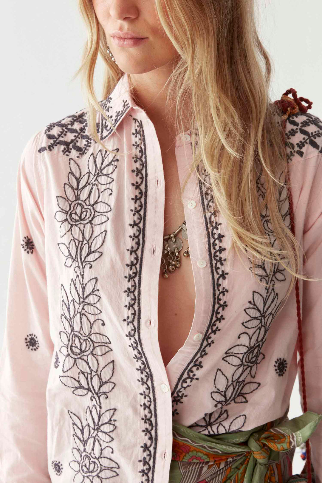 Ganges Lucknow Blouse in Software Pink