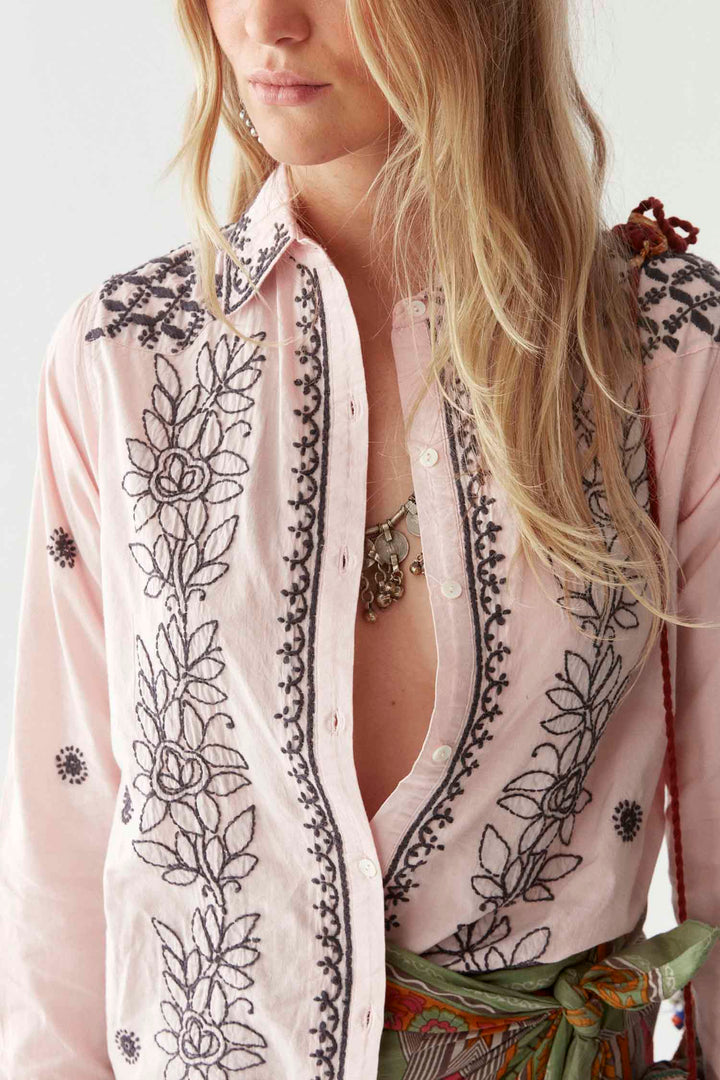 Ganges Lucknow Blouse in Software Pink