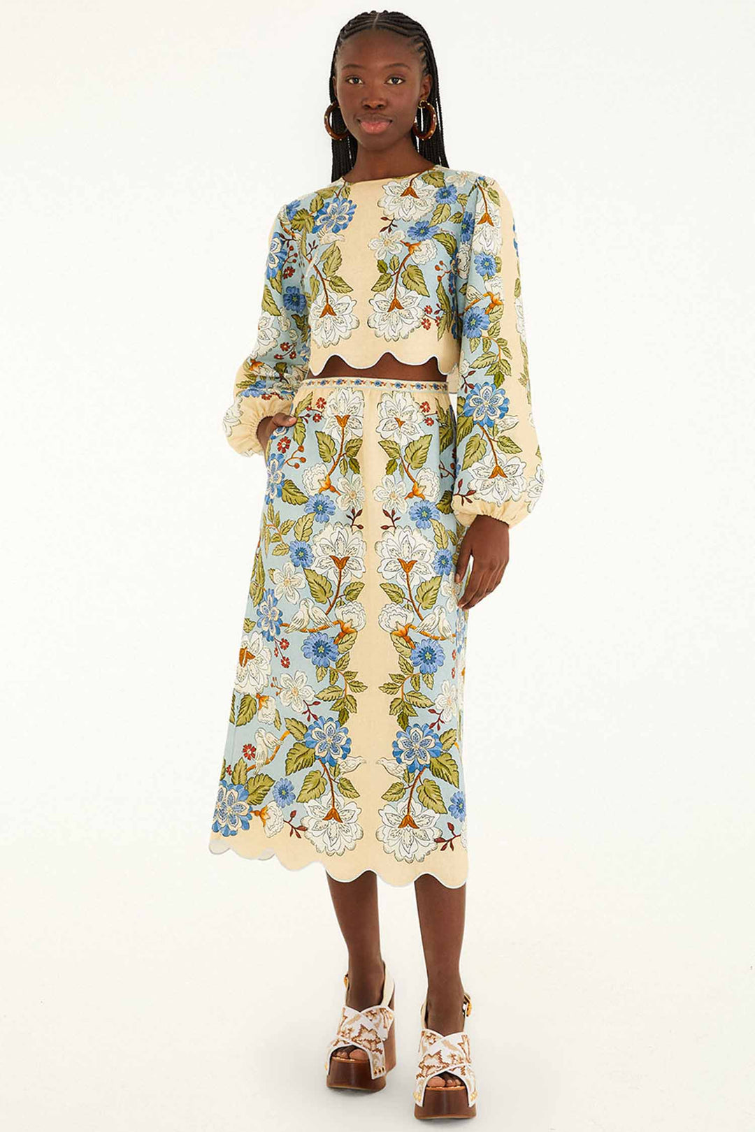 Garden Scarf Blue LS Blouse