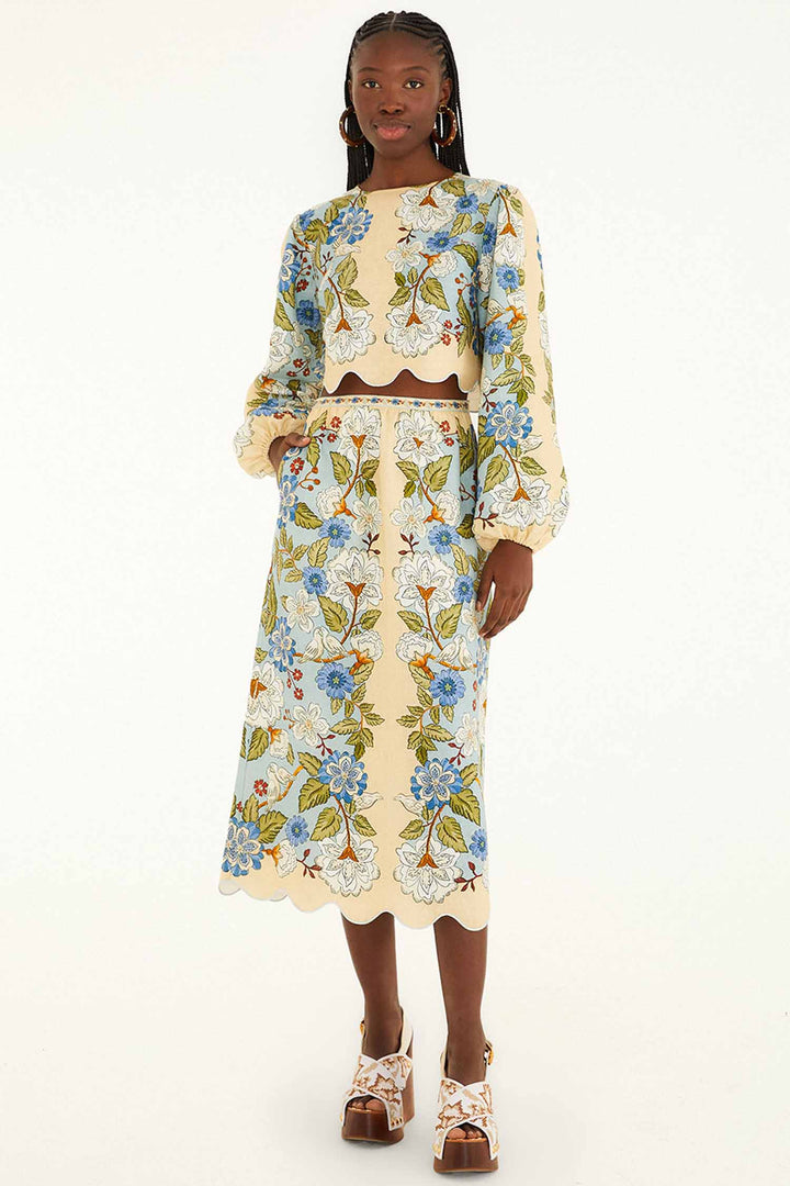 Garden Scarf Blue LS Blouse