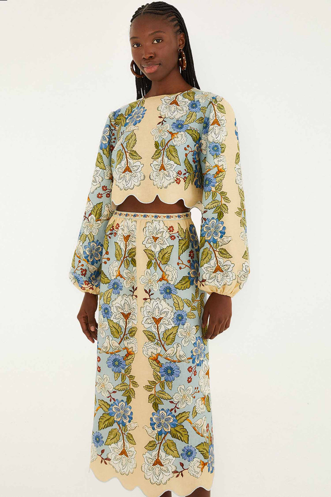 Garden Scarf Blue LS Blouse