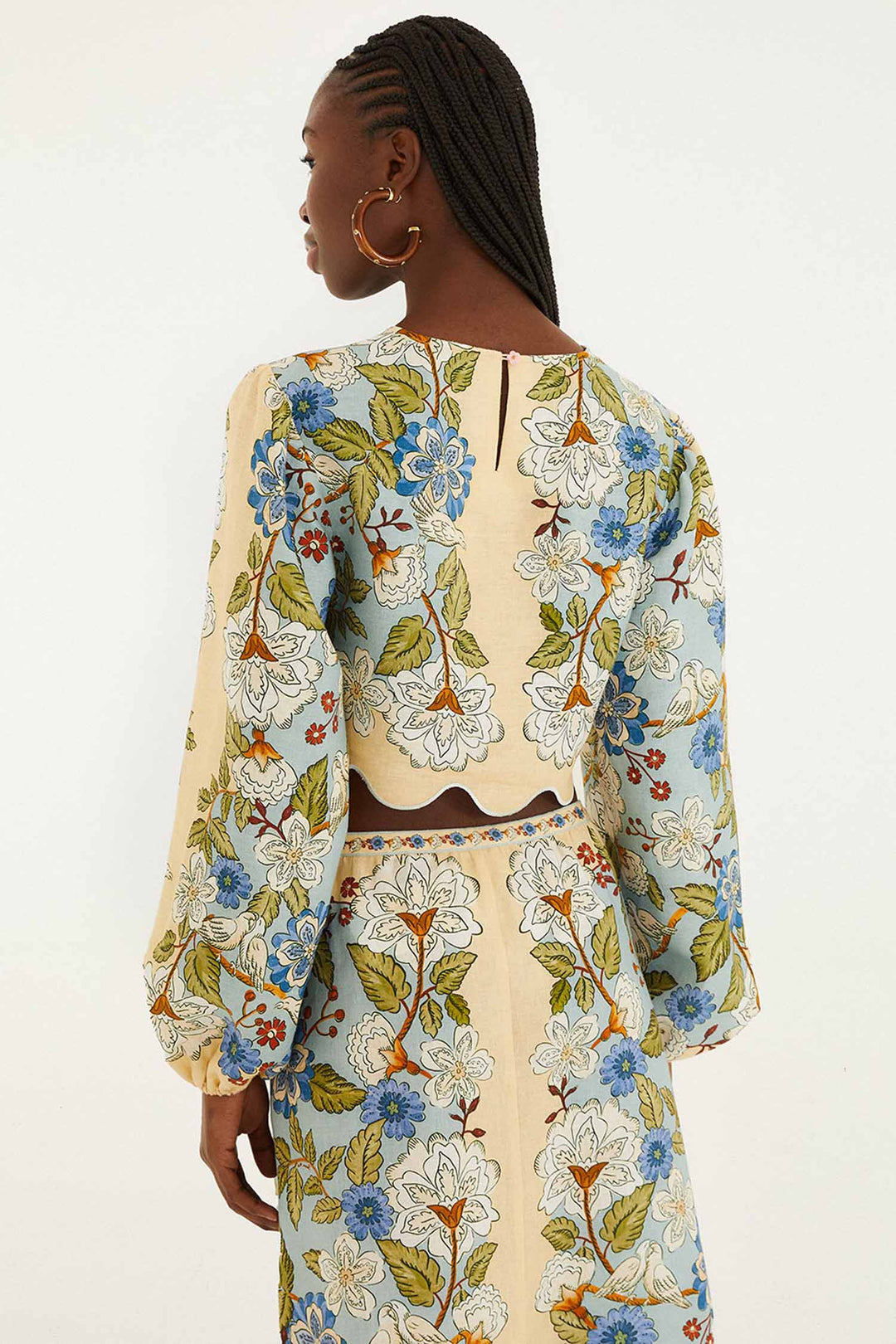 Garden Scarf Blue LS Blouse