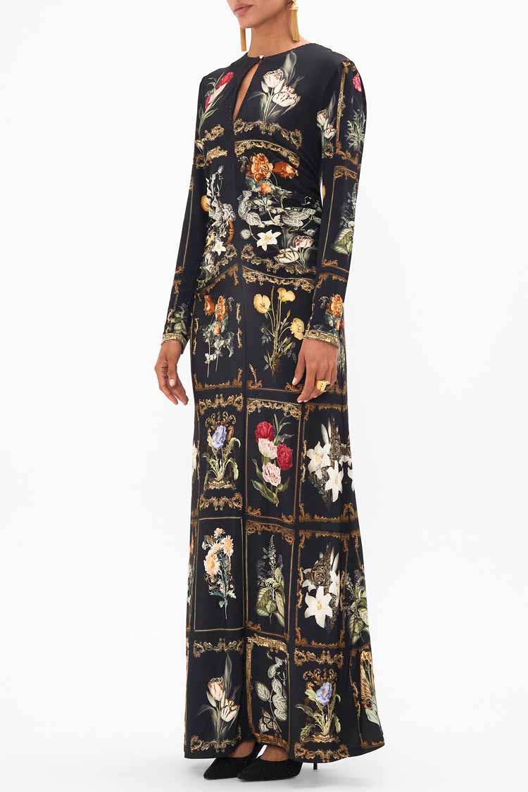 Gathered Jersey Long Dress in Magic In The Manuscripts