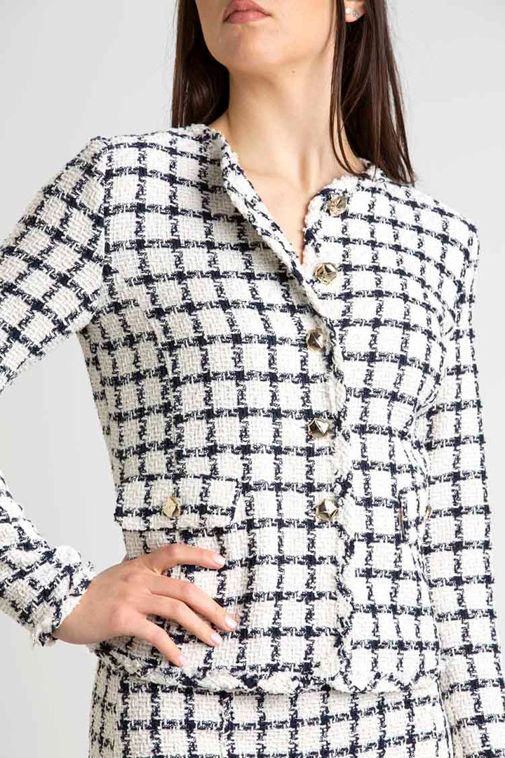 Gemini Navy White Check Jacket