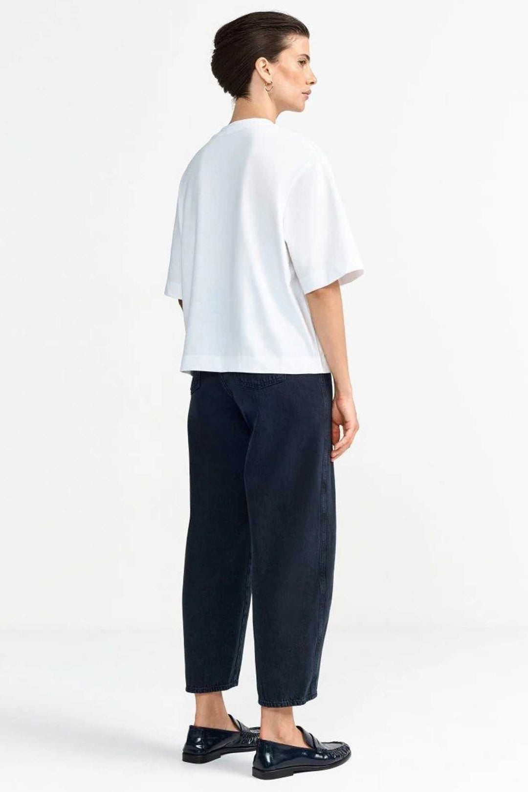 Gentle Fit T-Shirt with Paris Print in White