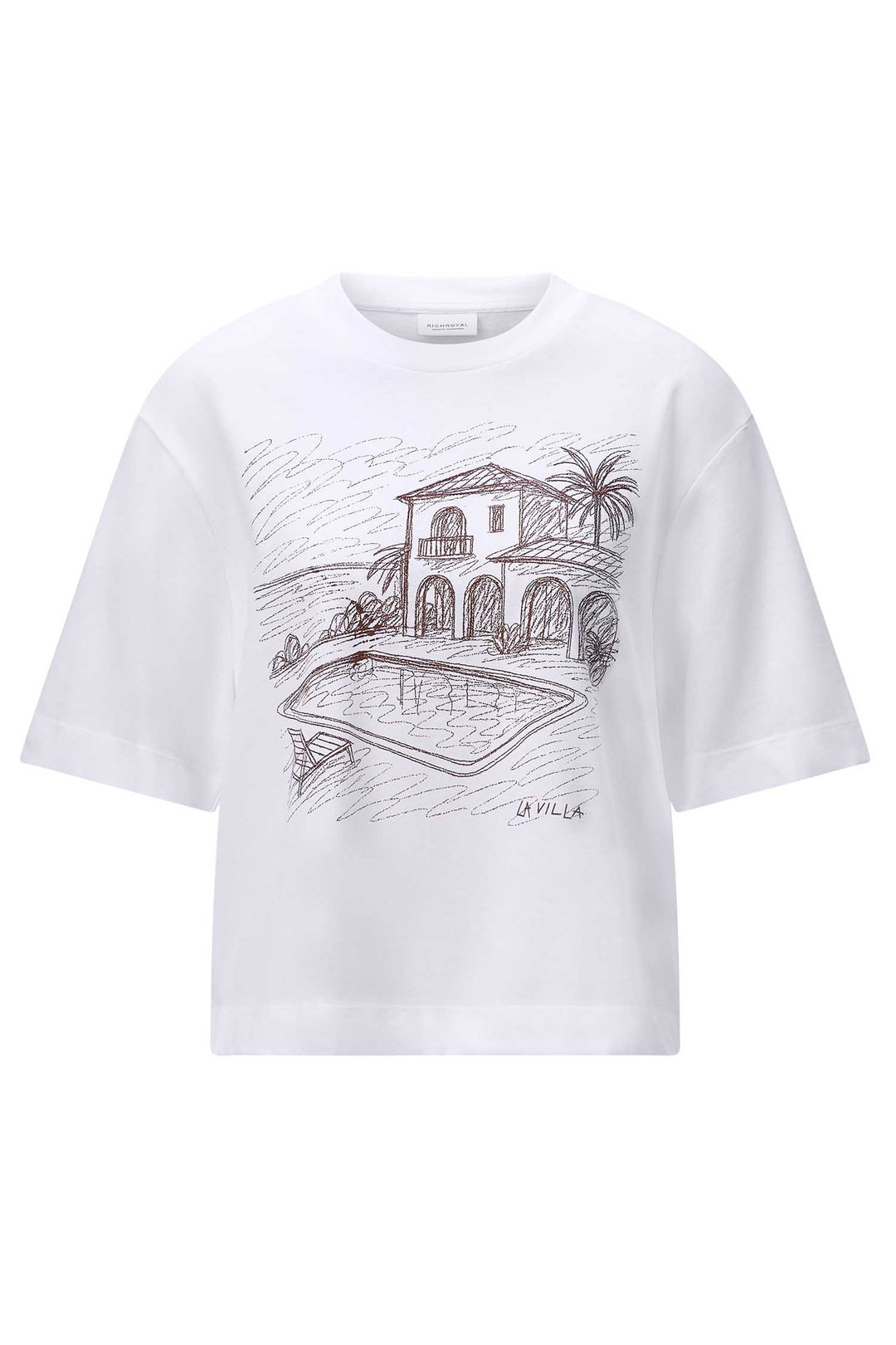 Gentle Fit T-Shirt w Print in White