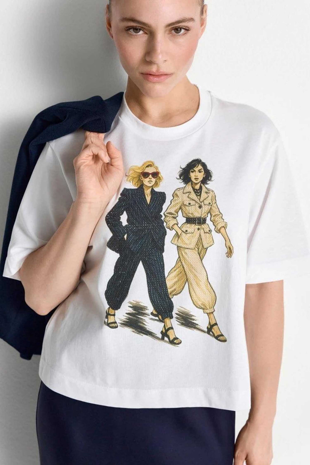 Gentle Fit T-Shirt w Women Print in White