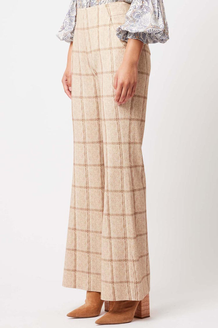 Getty Wide Leg Ponte Pant in Oatmeal Check