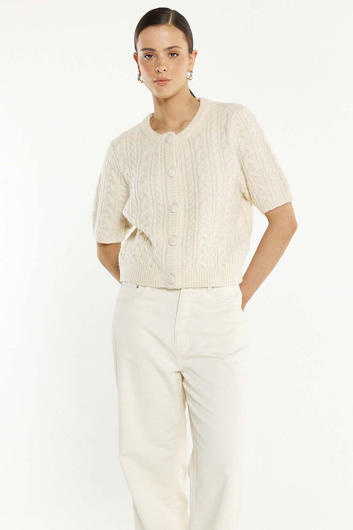 Gia Cable Cardi in Cream