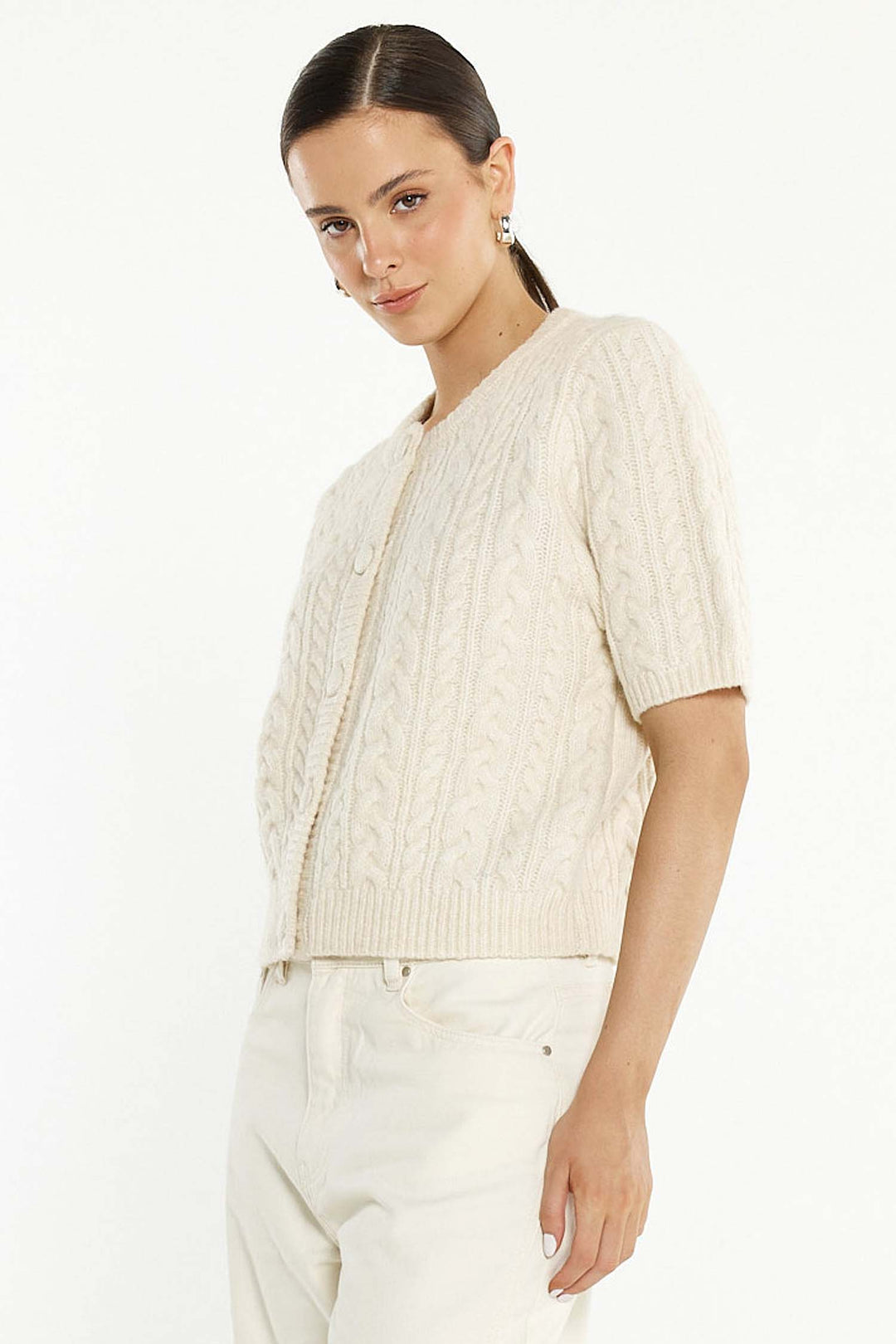 Gia Cable Cardi in Cream