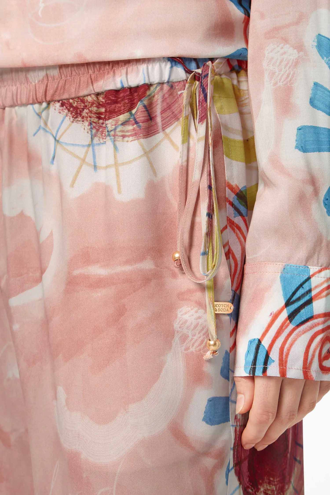 Gia Mid-rise 32' Wide Leg Trousers in Abstract Sun Pink