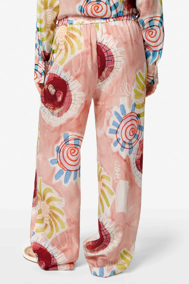 Gia Mid-rise 32' Wide Leg Trousers in Abstract Sun Pink