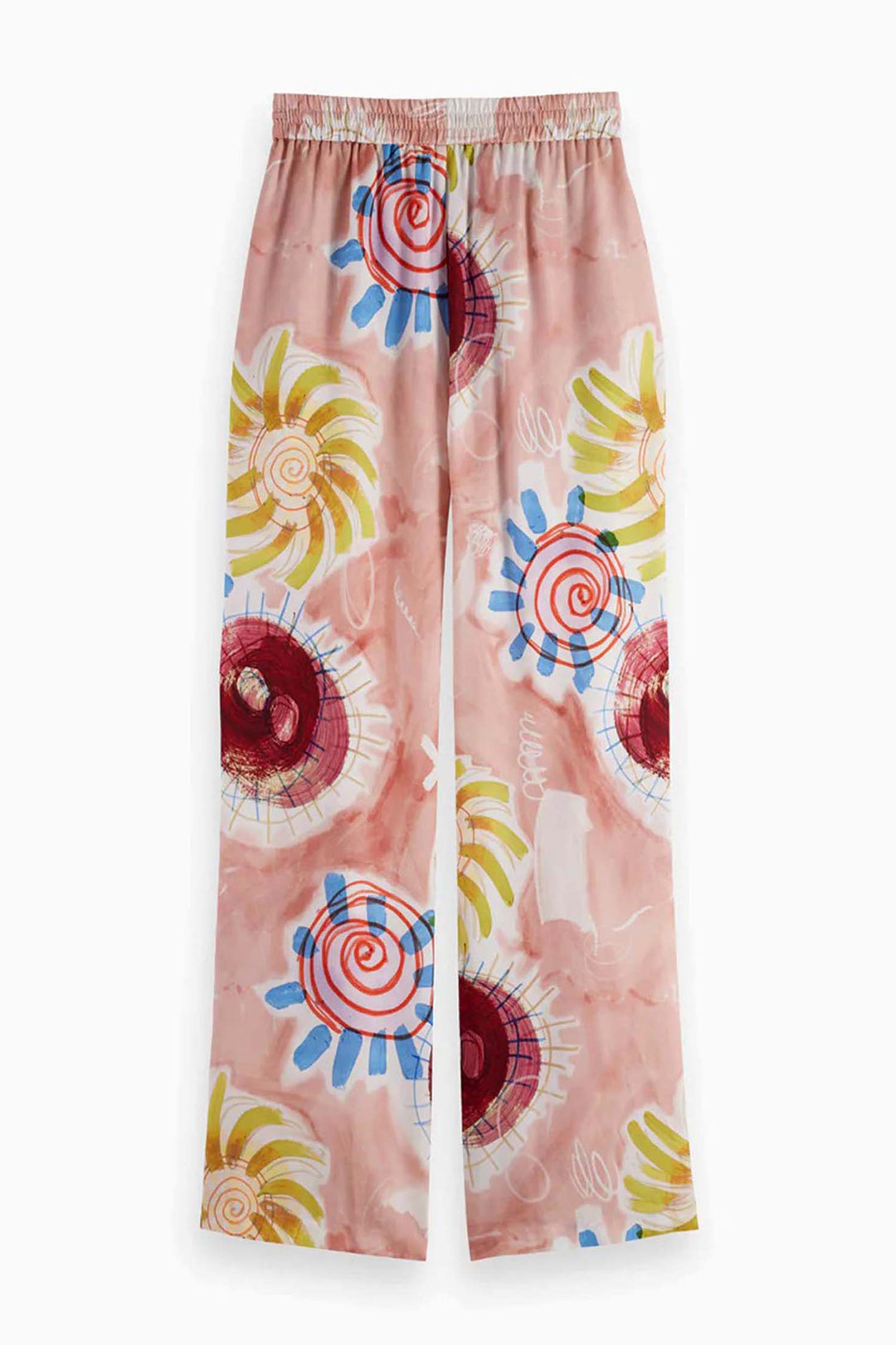 Gia Mid-rise 32' Wide Leg Trousers in Abstract Sun Pink