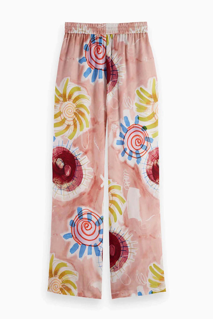 Gia Mid-rise 32' Wide Leg Trousers in Abstract Sun Pink