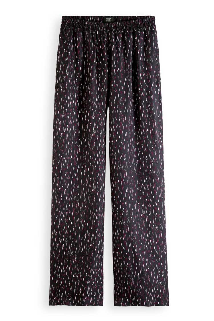 Gia Wide Leg Printed Trousers in Ikat Rain | FINAL SALE