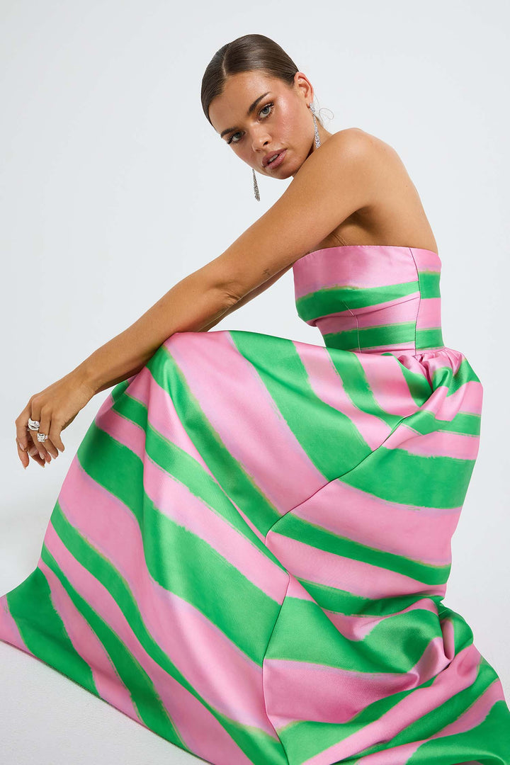 Gigi Strapless Midi Dress in Watermelon