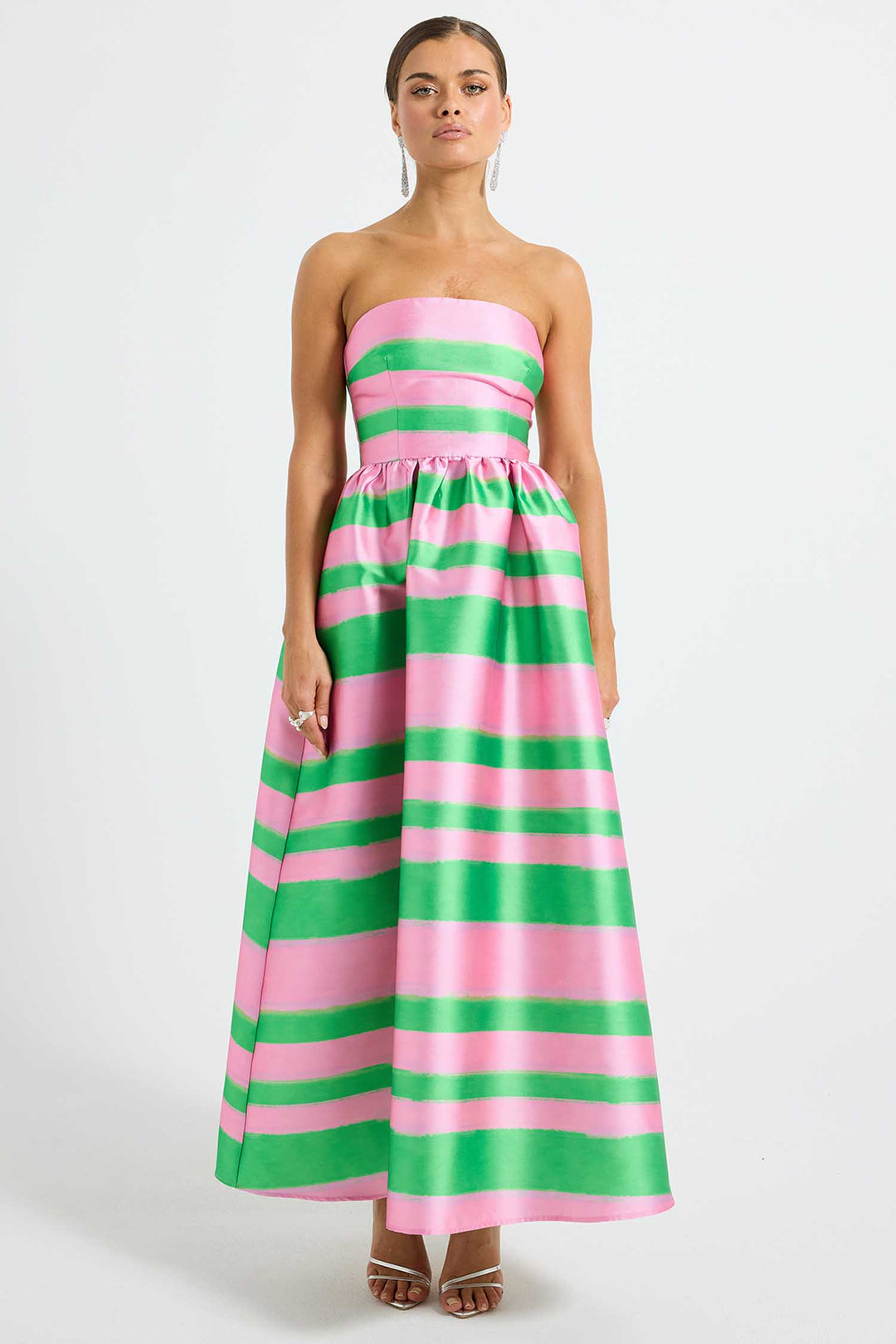 Gigi Strapless Midi Dress in Watermelon