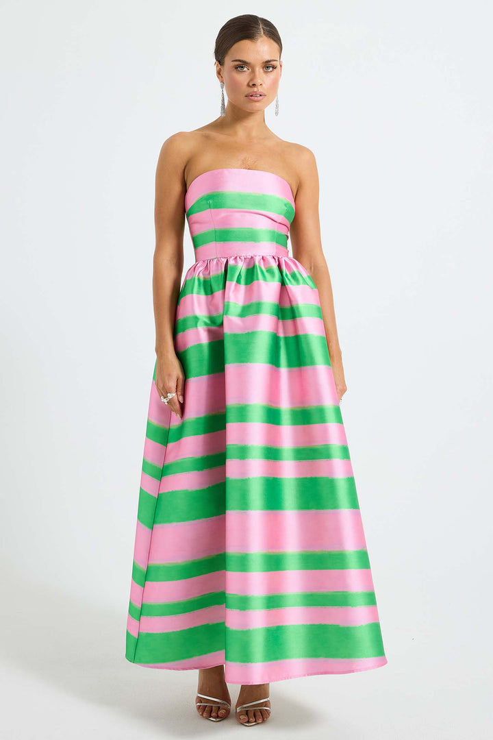 Gigi Strapless Midi Dress in Watermelon