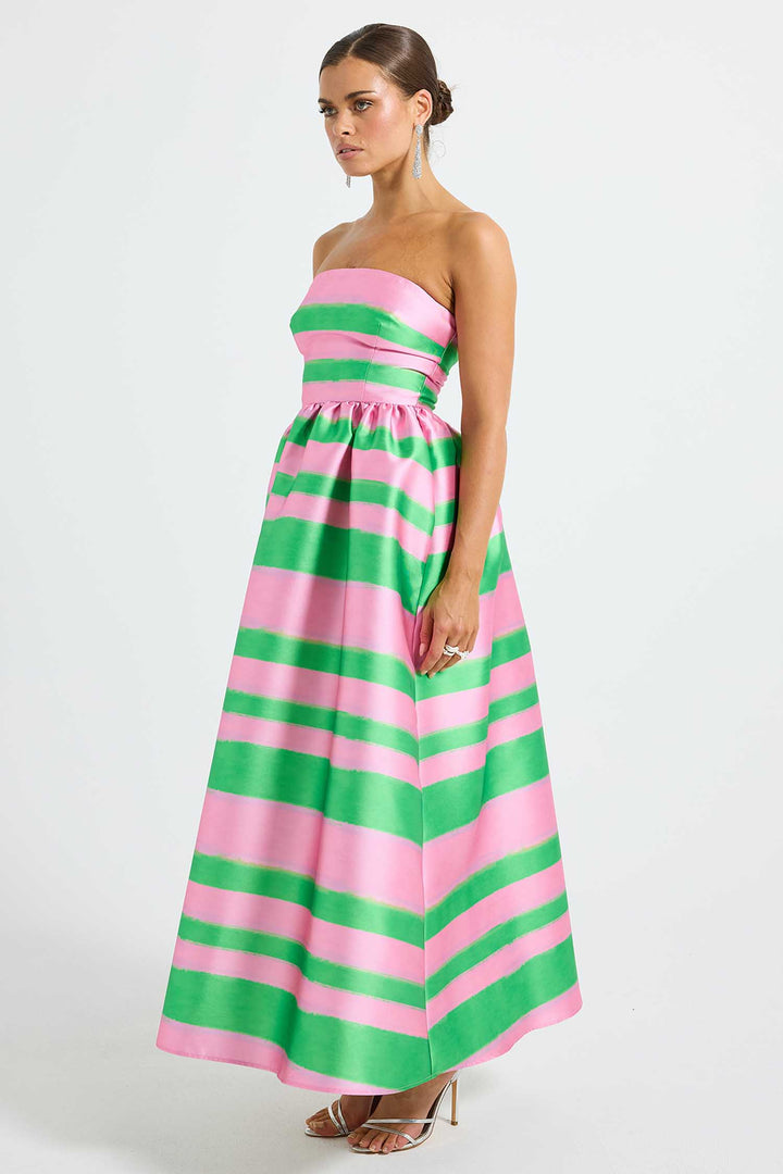 Gigi Strapless Midi Dress in Watermelon