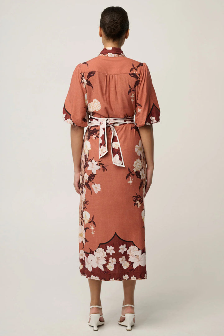 Gisela Printed Column Midi Dress in Amber Vine