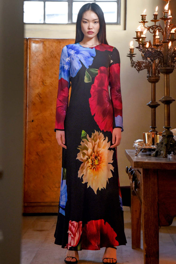 Glow For It Dress in Black Floral