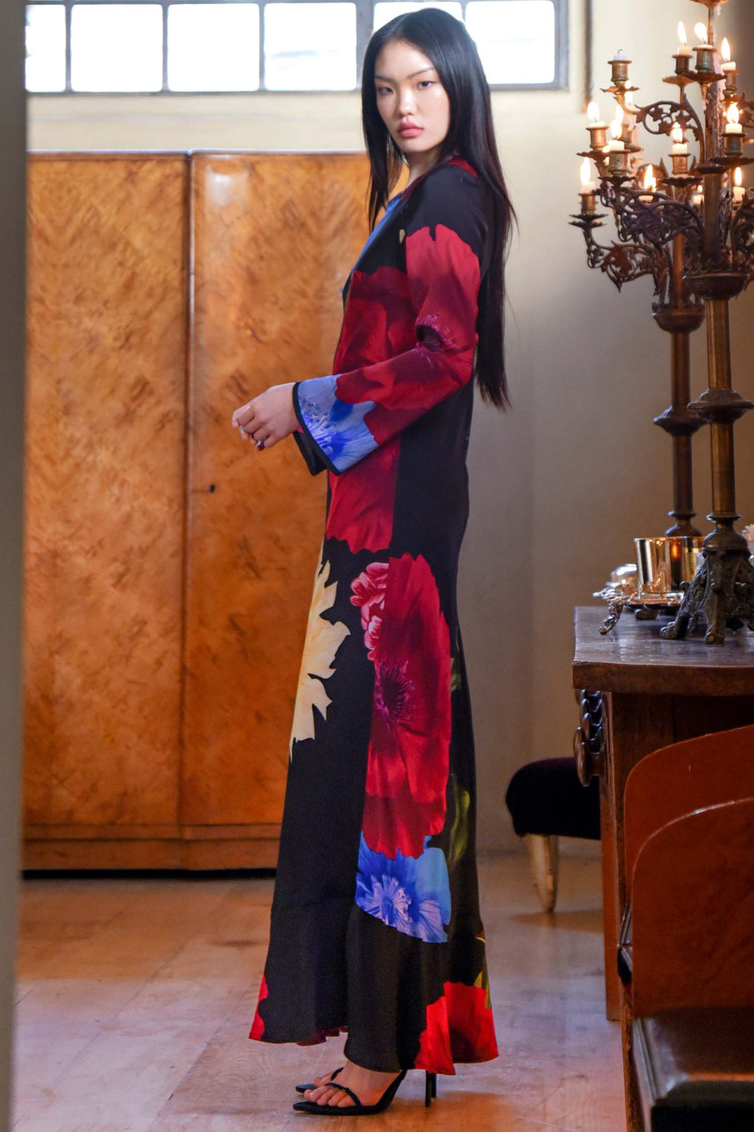 Glow For It Dress in Black Floral