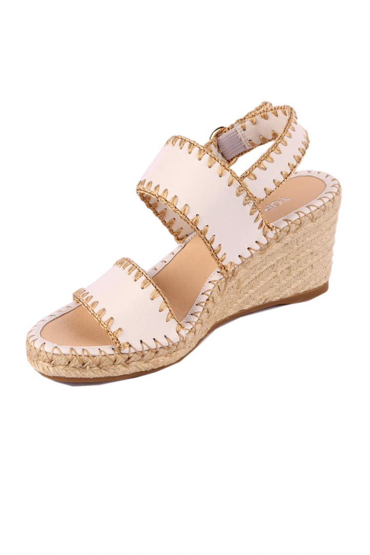 Gogos Leather Wedge Sandals in White