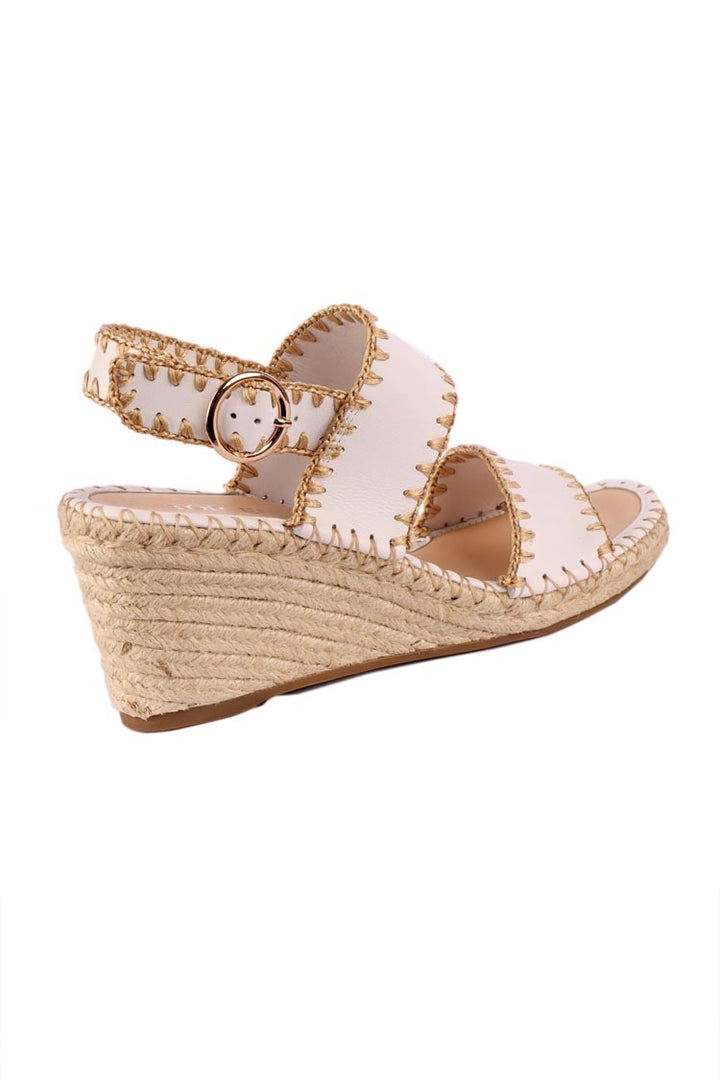 Gogos Leather Wedge Sandals in White
