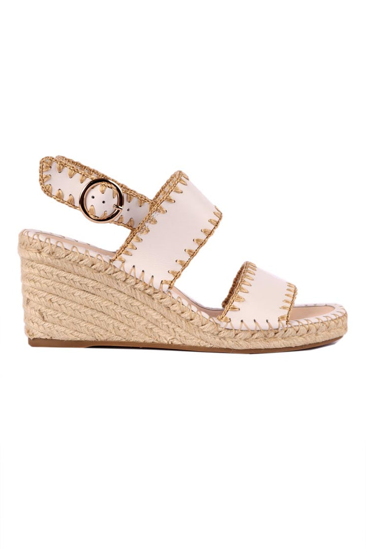 Gogos Leather Wedge Sandals in White