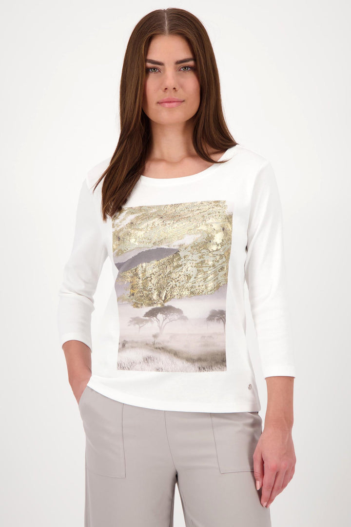 Gold Leaf Landscape Tee in Off White