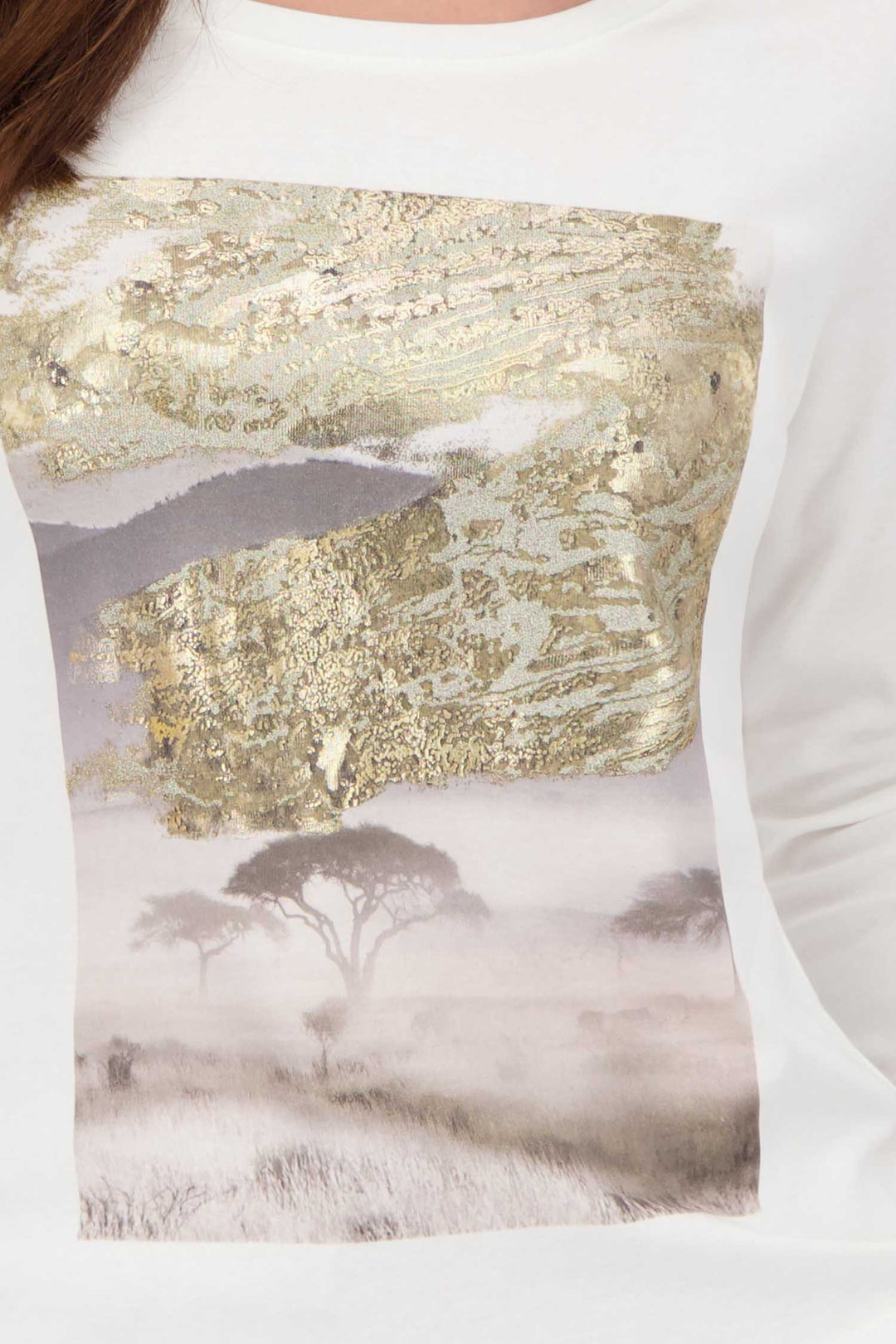 Gold Leaf Landscape Tee in Off White