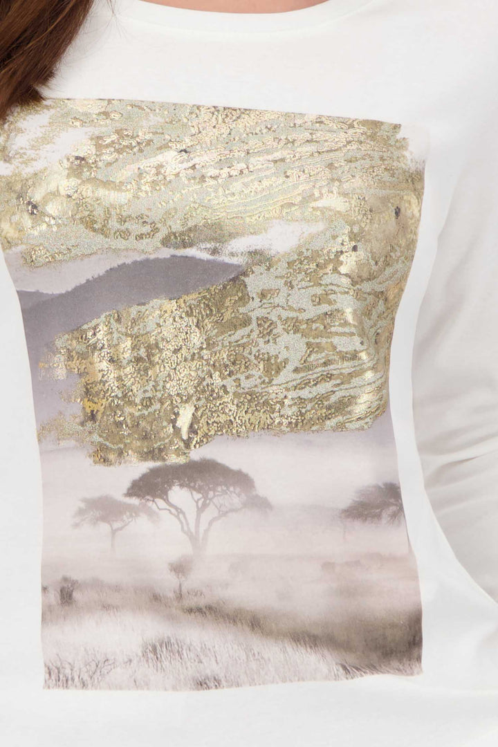 Gold Leaf Landscape Tee in Off White