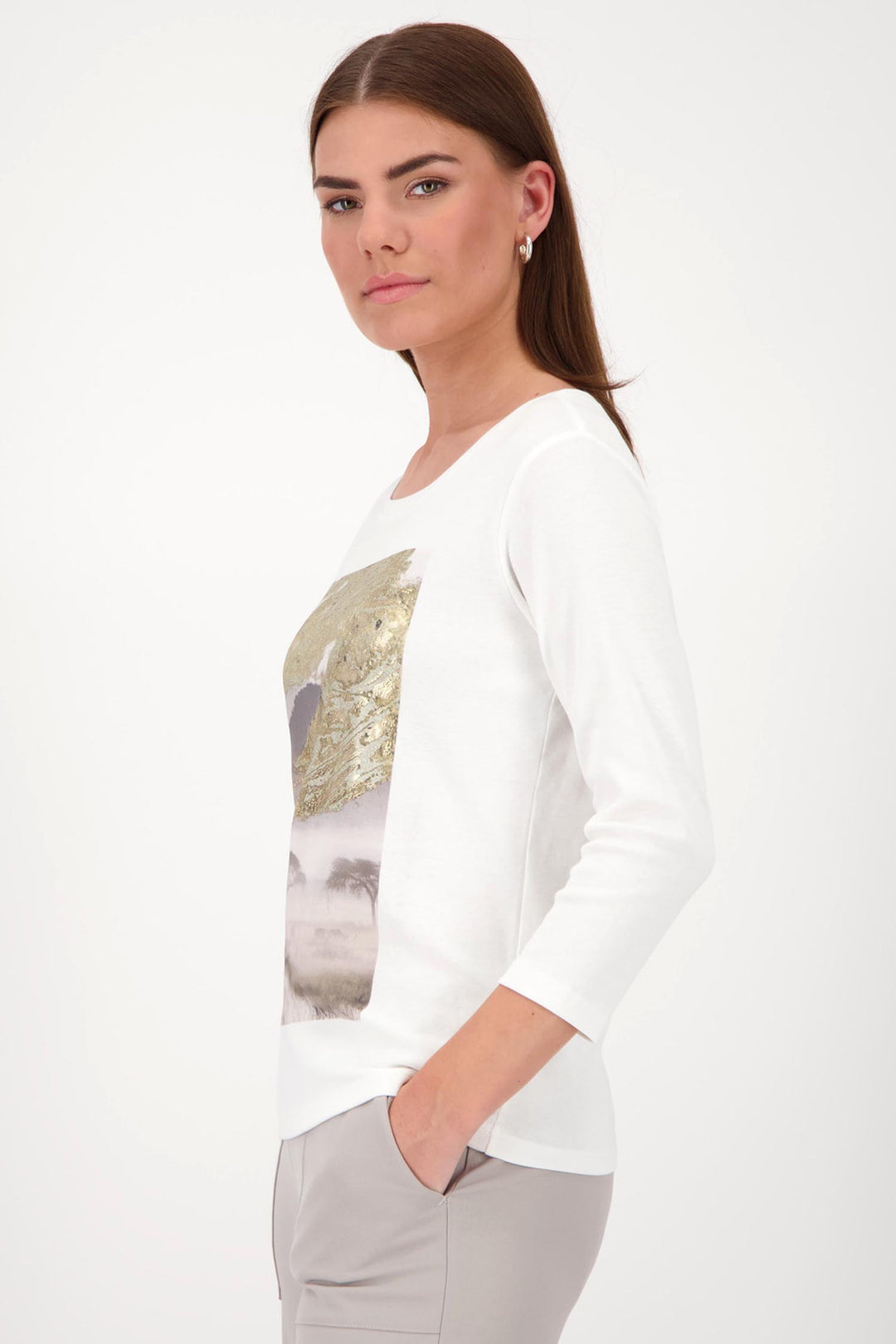 Gold Leaf Landscape Tee in Off White