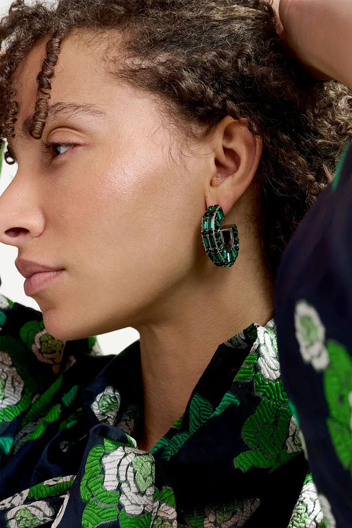 Golly Hoop Earrings in Dark Green
