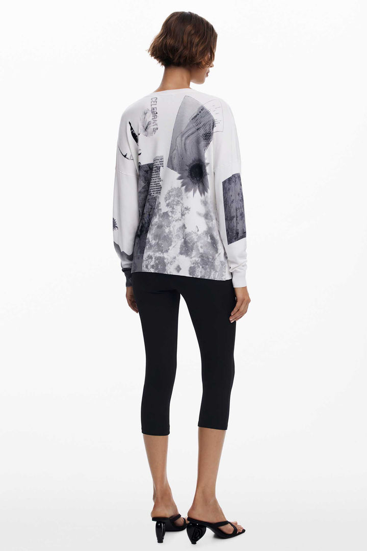 Gotemburgo Fine Collage Sweater in Blanco