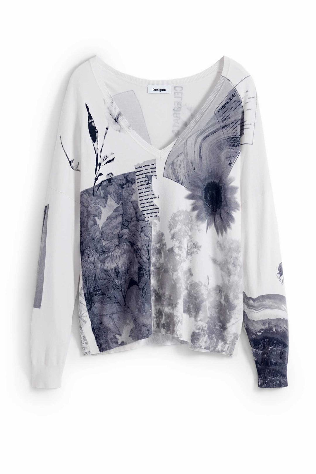 Gotemburgo Fine Collage Sweater in Blanco